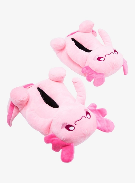 Pink Axolotl Plush Slippers