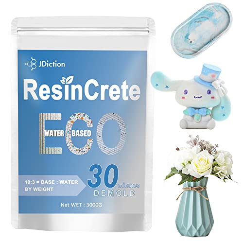 JDiction ResinCrete, 3000g Fast Curing Terrazzo Resin Kit, Casting Resin Kit for Beginners, 20-30Minutes Demold, Self Leveling, Easy Mix Casting and Coating Resin Kit - 3000G