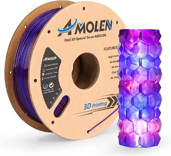 Amazon.com: AMOLEN PLA 3D Printer Filament, PLA Filament 1.75mm Transparent Blue Purple, with Light Transmission Feature,1KG/2.2lb : Industrial & Scientific