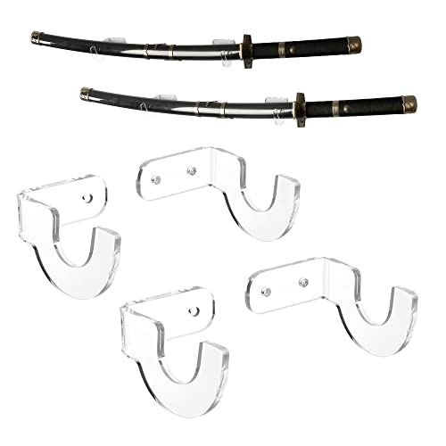 WANLIAN Wall-Mounted Sword Stand Display Stand, Sword Stand, Sword Holder, Sword Stand, Sword Hook, Sword Hanger Bracket Rack - Support All Swords - No Sword - 2 Pack - 2 Transparent