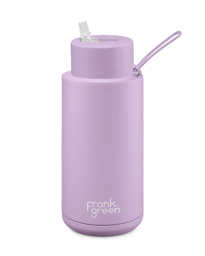 Frank Green Reusable Ceramic Bottle with Straw, 1 L Capacity, Lilac - Lilac