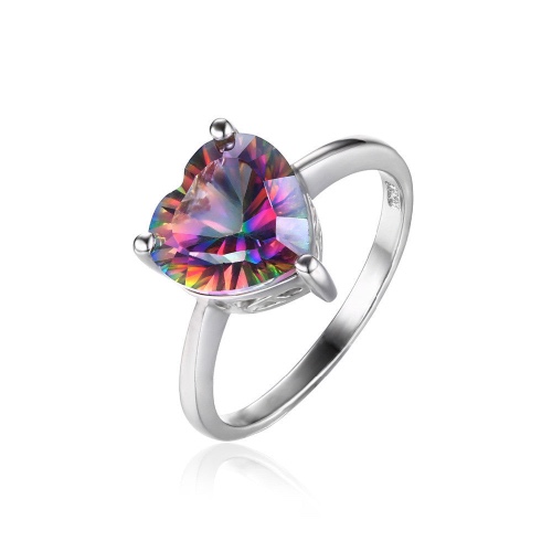 Heart 2.65ct Genuine Rainbow Fire Mystic Topaz Solid Pure 925 Sterling Silver Ring Vintage Jewelry Fashion | 6