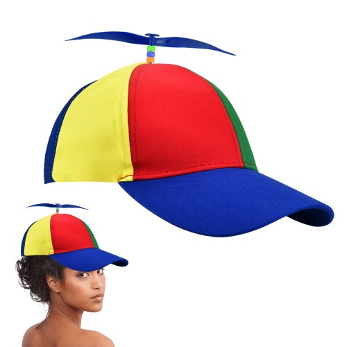 DOUSELLA Propeller Hat Colourful Helicopter Hat Baseball Cap with Propeller Children's Helicopter Hat Funny Propeller Cap Helicopter Cap 57-61 cm Adult Helicopter Cap for Carnival, Rainbow Colours