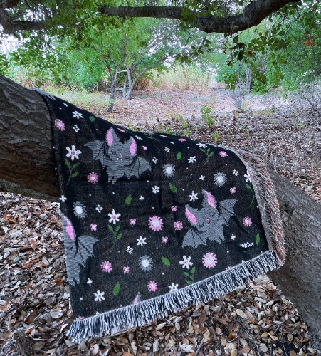 Floral Bat Woven Blanket | Default Title