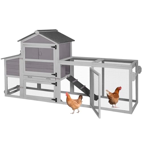 Aivituvin Chicken Coop Expandable Mobile Chicken House for Outdoor with Wheels, Nesting Box, Leakproof Pull-on Tray and UV-Resistant Roof Panel