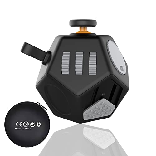 PAPOLGO Mini Fidget Cube,Sensory Fidget Toys Relief Stress and Anxiety Depression Anti for Childens and Adults with ADD, ADHD, OCD, Autism(Black) (PAPOLGO-E36) - Black