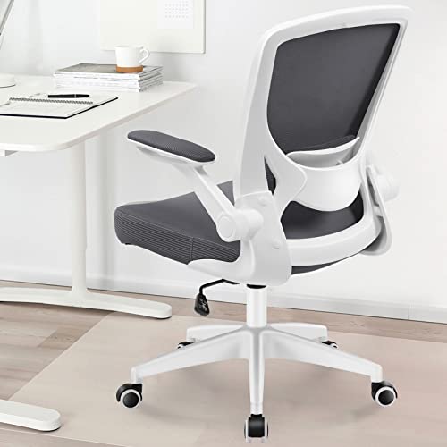 KERDOM Ergonomic Office Chair, Breathable Mesh Desk Chair, Lumbar Support Computer Chair with Wheels and Flip-up Arms, Swivel Task Chair, Adjustable Height Home Gaming Chair - Deepgray - 9060