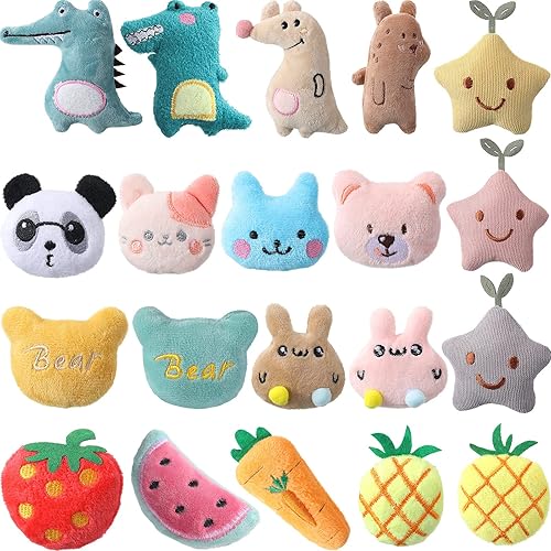Gejoy 20 Pieces Catnip Toys for Indoor Cat Plush Cat Chew Toys Lovely Kitten Catnip Toys Cat Toys Kitten Entertaining Interactive Cat Toys for Cat Kitten (Lovely) - Lovely