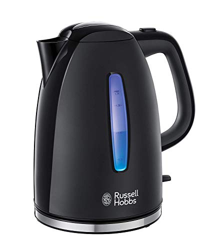 Russell Hobbs Textures+ Kettle, 1.7 L, 2400 W, LED Lighting, Quick Boil Function, Optimized Spout, Removable Limescale Filter, Tea Maker Black 22591-70 [Energy Class A+++]