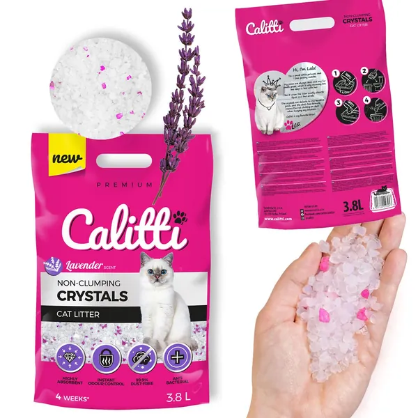 Calitti - silicate cat litter | Premium Crystals Silikatan | Antibacterial sand for cats | Set of 16 x 3.8 l = 60 l