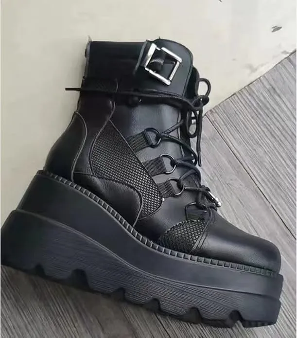 Ulalaza Women's Cute Platform Gothic Shoes