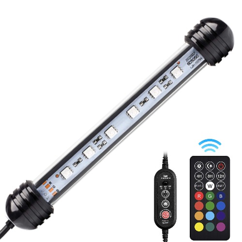NICREW Submersible RGB Aquarium Light, Underwater Fish Tank Light with Timer Function, Multicolor LED Light with Remote Controller, 7 Inches - with Timer Function 7-inch