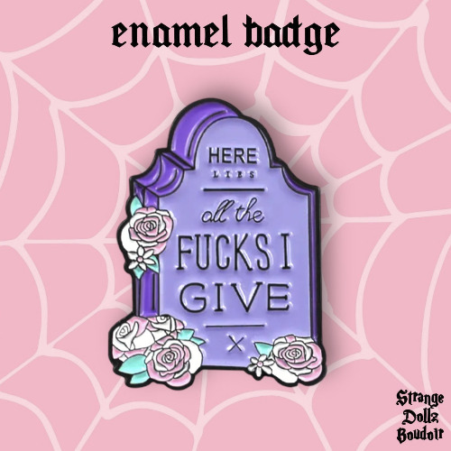 Tombstone enamel pin badge, Halloween, Strange Dollz Boudoir