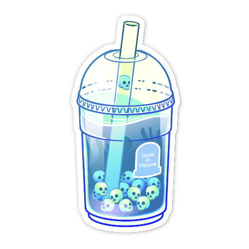 Skull Boba Vinyl Sticker