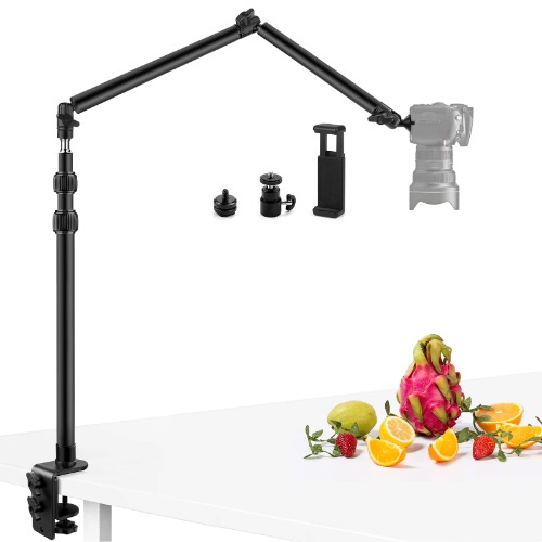 Obeamiu Camera Desk Mount Stand with 24.41'' Detachable Magic Arm, Mount Light Stand with 360° Ballhead, 16.7-40.1'' Tabletop Clamp Stand for DSLR Camera/Fill Lights/Selfies/Live Streaming/Webcam - Detachable Magic Arm
