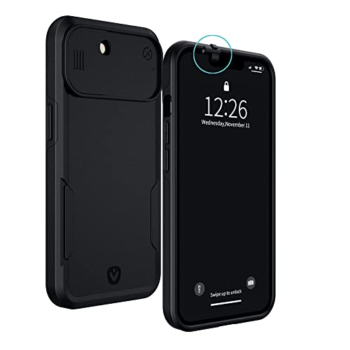 Spy-Fy iPhone 13 Case with Camera Covers Front and Rear | Protect Your iPhone and Privacy | 6-Foot Drop Proof | 6,1 Inch | Camera Protection by Valenta. Black