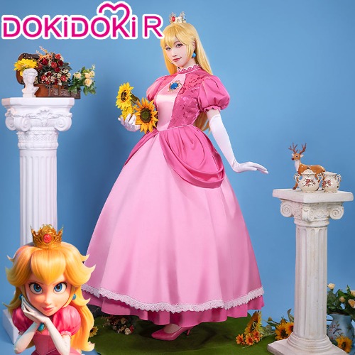 【Size S-3XL】DokiDoki-R Movie Mario Cosplay Princess Peach Cosplay Costume | 2XL-PRESALE