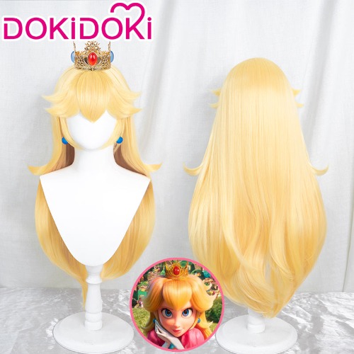 【Ready For Ship】【 Movie Version 】DokiDoki The Super Mario Bros Princess Peach Cosplay Wig Long Golden Hair | Wig
