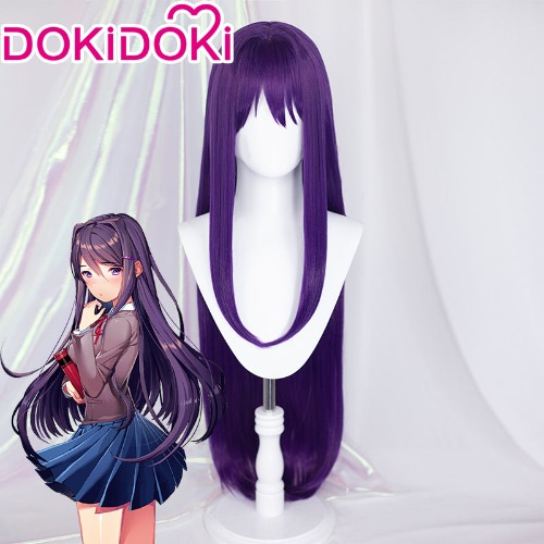 【Ready For Ship】DokiDoki GAME Literature Club Cosplay Yuri Cosplay Wig Long Purple Hair  DDLC | Yuri