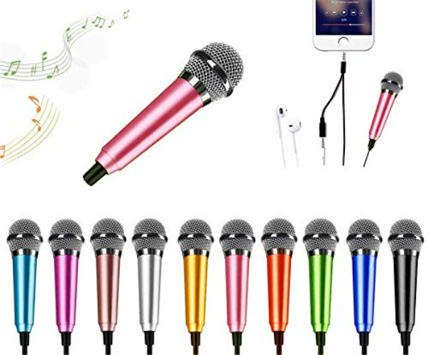 DELADOLA Mini Microphone,Portable Vocal Tiny Microphone, Asmr Microphone,Phone Microphone, Mini Karaoke Microphone for Voice Recording Chatting and Singing On iPhone,Android,Laptop Notebook (Pink) - pink