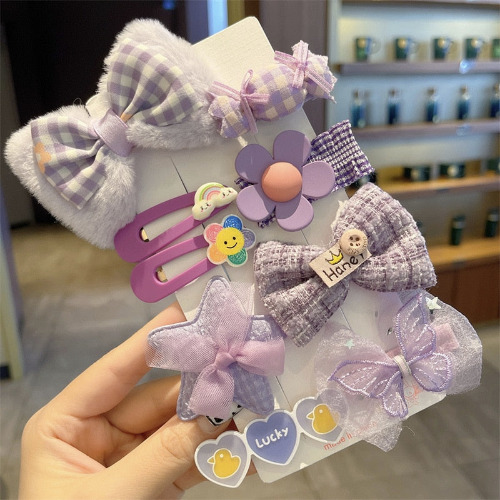 Cute Hair Clips Pins Set of 8 - Purple