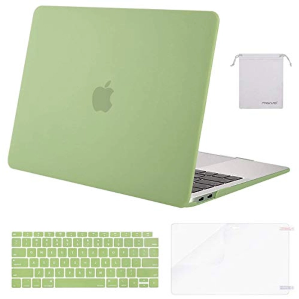 MOSISO Compatible with MacBook Air 13 inch Case 2022, 2021-2018 Release A2337 M1 A2179 A1932 Retina Display Touch ID, Plastic Hard Shell&Keyboard Cover&Screen Protector&Storage Bag, Chartreuse