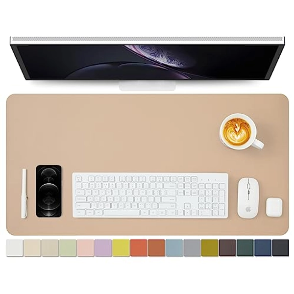 Leather Desk Mat - Non-Slip PU Desk Pad for Office and Home - Desk Organization and Accessories - Ideal for Large Mouse Pad and Desk Mats on Top of Desks (Apricot,31.5"x 15.7")