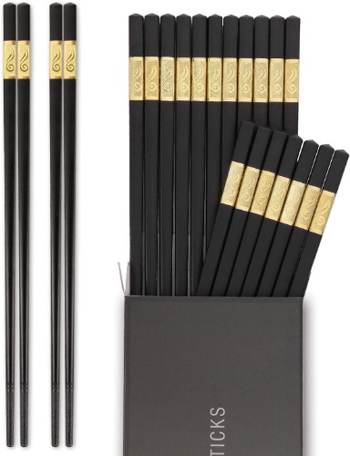 Hiware 10 Pairs Fiberglass Chopsticks - Gold