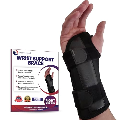 Carpal Tunnel Wrist Brace Night Support | Arm Brace Wrist Guard | Wrist Splint & Hand Brace | Carpal Tunnel Syndrome & Wrist Tendonitis Pain Relief Forearm Compression | Men Women (Right Wrist Brace) - Fits Most - Right
