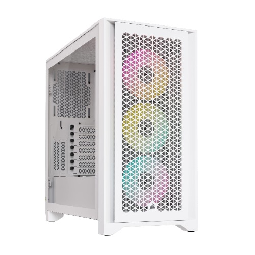 Corsair iCUE 4000D RGB Airflow Mid-Tower Case - 3X AF120 RGB Elite Fans - iCUE Lighting Node PRO Controller - High-Airflow Design - CORSAIR RapidRoute Cable Management System - True White - White Airflow RGB