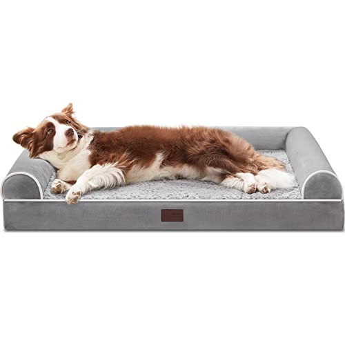 WESTERN HOME Orthopedic Dog Beds for Large and Extra Large Dogs soft dog sofa with Removable Washable Cover Grey,127x91x10cm - 3XL-127x91x10cm - Grey