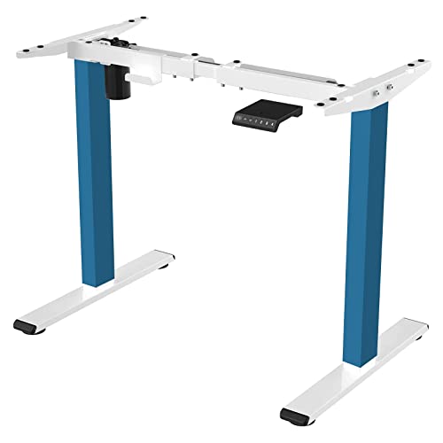 FLEXISPOT EF Height Adjustable Electric Standing Desk Frame Two-Stage Only with Heavy Duty Steel Stand up Desk with Automatic Memory Smart Keyboard (Desk frame|White Blue) - Desk Frame|white Blue
