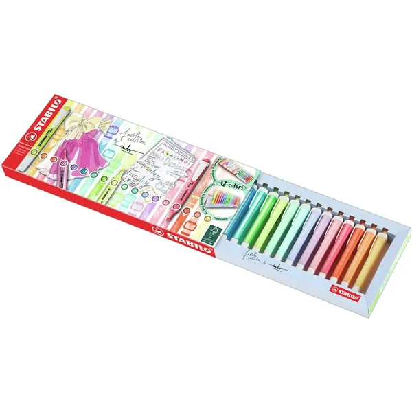 Highlighter - STABILO swing cool Deskset of 18 Assorted Colours 8 Neon & 10 Pastel