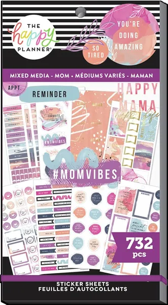 The Happy Planner Sticker Value Pack - Diary Planner & Office Accessories - Enjoy the Little Things Mum Theme - Multi-Colour - Great for Planning & Projects - 30 Sheets With 732 Total Stickers
