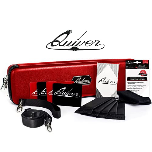 Red Quiver Card Carrying Case - Card Case Holder for Trading Cards, MTG Bag Organizer Playing Card Case (+Wrist & Shoulder Strap, Dividers & Separators, Corner Pads + 100 Apollo Clear Sleeves) - Red - The Original Quiver Card Case