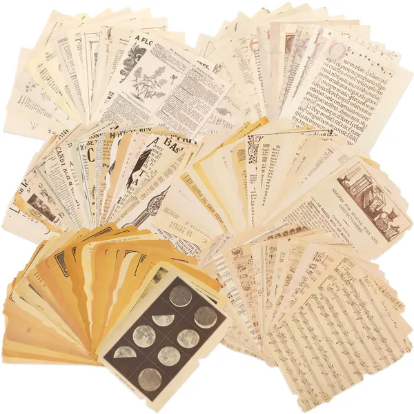 120 Sheets Vintage Scrapbooking Paper Journaling Supplies Kit for Writing Drawing Room Decor Aesthetic Vintage Paper for Scrapbook Travel Journal