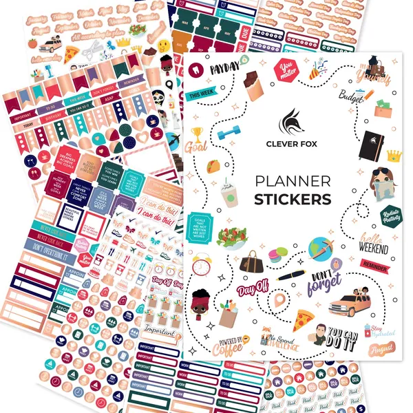 Clever Fox Planner Stickers – Monthly, Weekly & Daily Planner Stickers 14 Sheets Set of 1360+ Unique Stickers by Clever Fox (Value Pack)