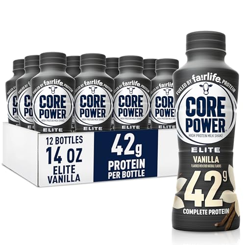 Core Power Fairlife Elite 42g High Protein Milk Shake Bottle, Ready To Drink for Workout Recovery, kosher, Liquid, Vanilla, 14 Fl Oz (Pack of 12) - Vanilla - 14 Fl Oz (Pack of 12)