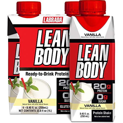Lean Body Ready-to-Drink Vanilla Protein Shake, 20g Protein, Whey Blend, 0 Sugar, Gluten Free, 22 Vitamins & Minerals, (Recyclable Carton & Lid - Pack of 4) - Vanilla - 8.45 Fl Oz (Pack of 4)