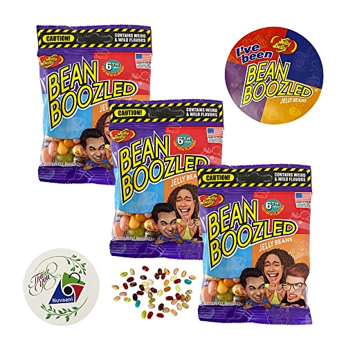 Jelly Belly Bean Boozled 6th Edition 3 Bags, Total 5.7 ounces| One BeanBoozled Sticker | One Thank you Sticker from Nuvaani | Genuine, Straight from the Source - 6th Ed Refills