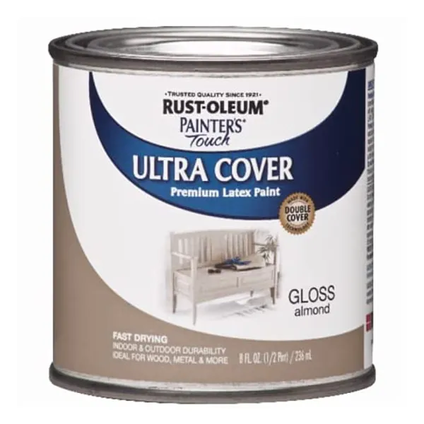 Rust-Oleum 1994730 Painter's Touch Ultra-Cover Multi-Purpose Enamel Paint, 1/2 Pt Can, 8 Fl Oz (Pack of 1), Gloss Almond