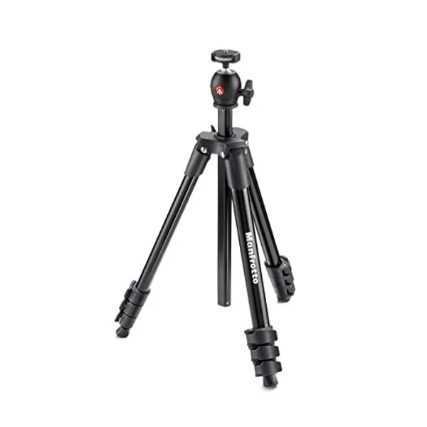 Manfrotto Compact Light Aluminum 4-Section Tripod Kit with Ball Head, Black (MKCOMPACTLT-BK)