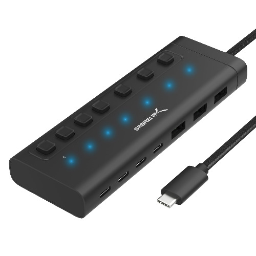 SABRENT USB C Hub 7 Port 20W with switches (HB-3A4C)