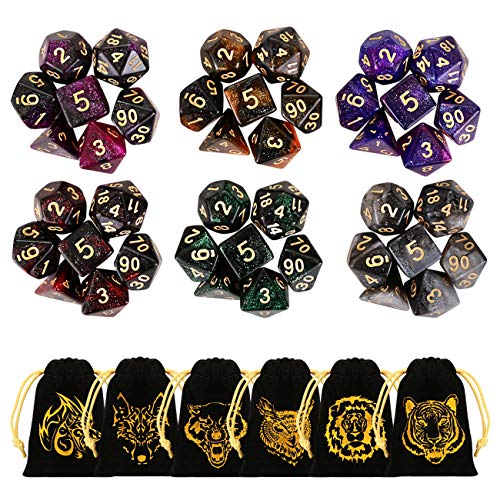 6 sets of dice (42 dice total) in pretty colors!