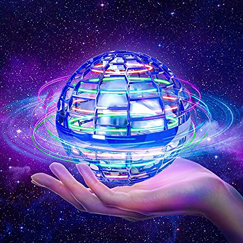 Flying OrbToy, Hover Ball, 360° Rotating Mini Drone with Built-in RGB Light - Blue