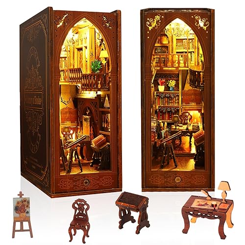 Book Nook Kit - DIY Miniature House Kit for Bookshelf Decor - Book Nook Kits for Adults and Beginners - Booknook Dollhouse Crafts Hobbies Gifts for Adults - Library of Books - Library of Books