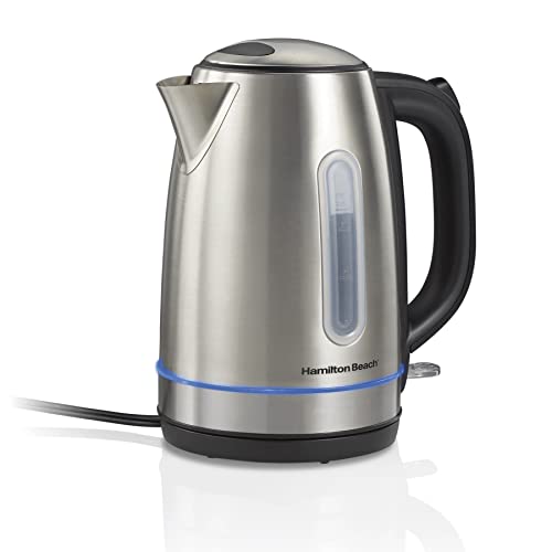 Hamilton Beach 1.7L 1500W Cordless Electric Kettle with Auto Shutoff and Boil-Dry Protection - Stainless Steel with LED Light Ring - 1.7 Liter