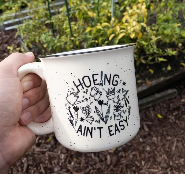 Hoeing Aint Easy Camp Mug Gardener Gift Funny