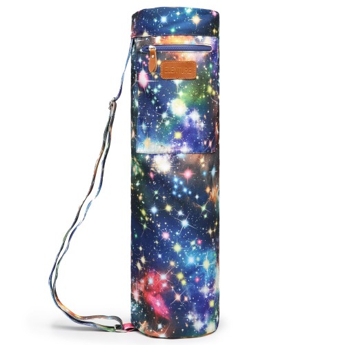ELENTURE Yoga Mat Bag for 1/4-Inch 1/3-Inch Thick Exercise Yoga Mat, Exercise Yoga Mat Carrier Full-Zip Yoga Mat Carry Bag with Pockets and Adjustable Strap - Starry Sky