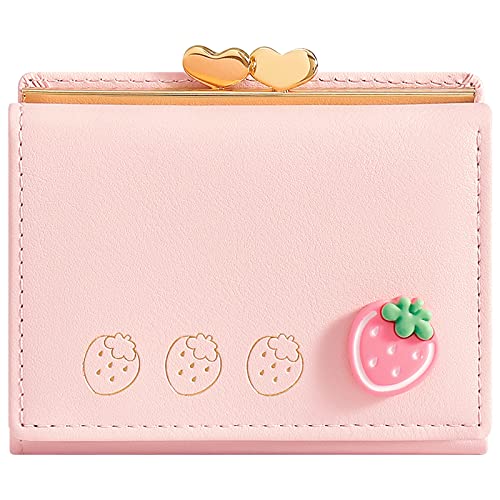YINHEXI Wallet Card Holder, Small Bifold RFID Blocking Purse, Cute Small Leather Pocket Wallet for Women, Girls, Ladies (Baby Pink) - Baby Pink